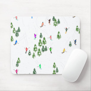Skiers Skiing Illustratie Ski Kerstmis Muismat