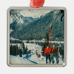 Skiers van de voorzitter Snoqualmie Pass, WA Metalen Ornament