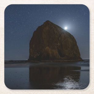 Skies Above Haystack Rock   Kannon Beach, Oregon Vierkante Kartonnen Onderzetter
