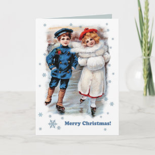 skies Kinder kerstmis Feestdagen Kaart