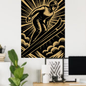 Skieur Art Déco Rétro (Bureau à domicile)