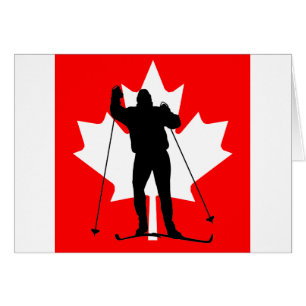 Skieur transnational de drapeau canadien