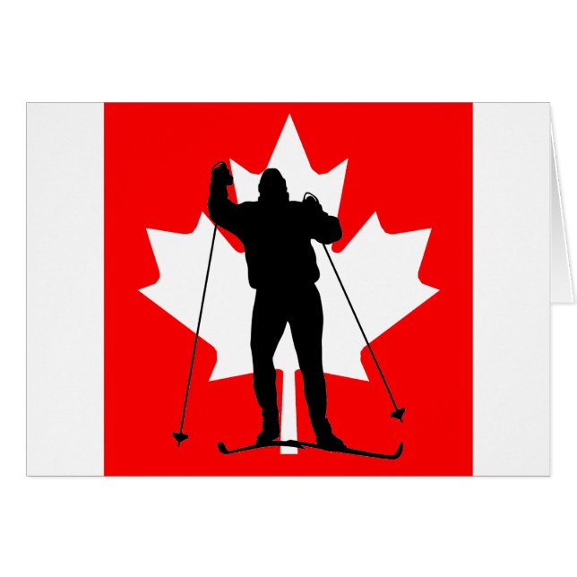 Skieur transnational de drapeau canadien (Devant horizontal)