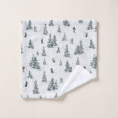 Skieurs alpins et yétis cachés - Ski alpin (Gant de toilette)