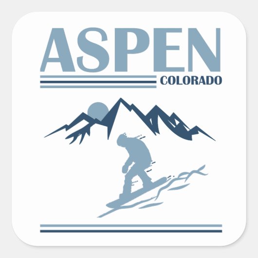 Skigebied Aspen Colorado Vierkante Sticker (Voorkant)