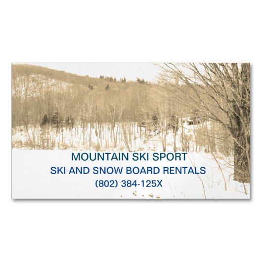 Skigebied/skiverhuur /Skilessen Mountain Magnetisch Visitekaartje (Voorkant)