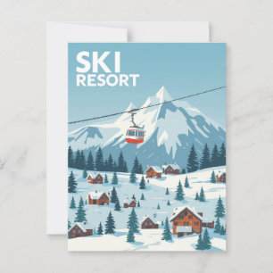 skigebied Travel Poster - Snowy Mountain Briefkaart