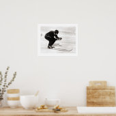  skihelling, glijdende bergafwaarts poster (Keuken)