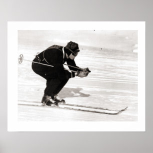 skihelling, glijdende bergafwaarts poster