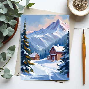 Skihut Berglandschap Aquarel Winter Briefkaart