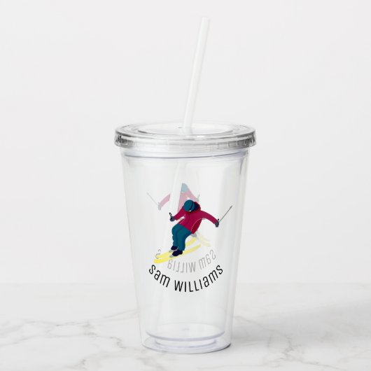 Skiing Acryl Drinkbeker (Achterkant)