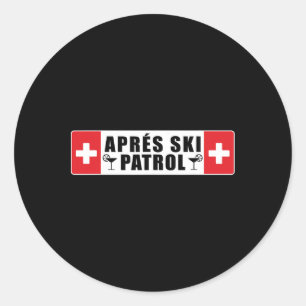 Skiing Apres Ski Patrol Skier Winter Sports Ronde Sticker