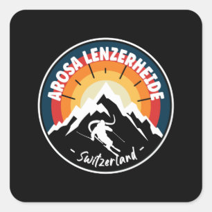 Skiing Arosa Lenzerheide Zwitserland Vierkante Sticker