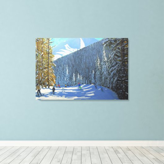 Skiing Beauregard La Clusaz 2012 Canvas Afdruk (Insitu (Houten vloer))