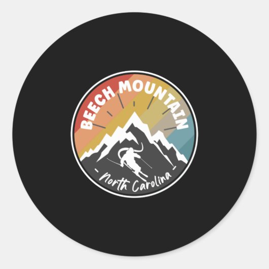 Skiing Beech Mountain - North Carolina Ronde Sticker (Voorkant)