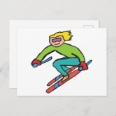 Skiing Briefkaart (Voorkant / Achterkant)