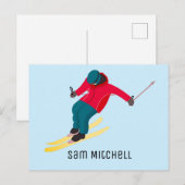 Skiing Briefkaart (Voorkant / Achterkant)