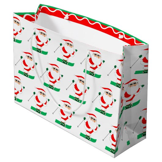 Skiing Christmas Holiday Groot Cadeauzakje (Achterkant Gekanteld)