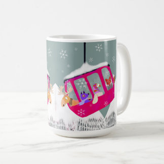 Skiing Cute Animal Friends  in Gondola Mug Koffiemok