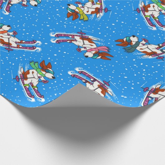 Skiing Dog Pattern Cadeaupapier (Hoek)
