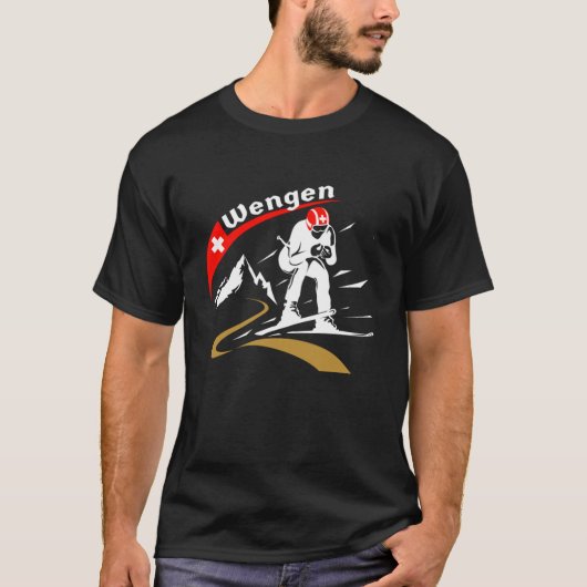 Skiing Downhill Skier Wengen Ski T-shirt (Voorkant)