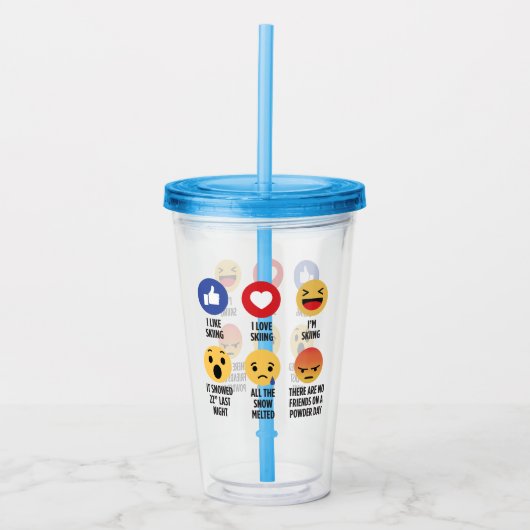 Skiing Emojis Acryl Drinkbeker (Voorkant)