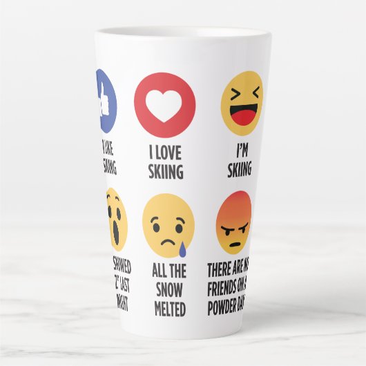 Skiing Emojis Latte Mok (Voorkant)