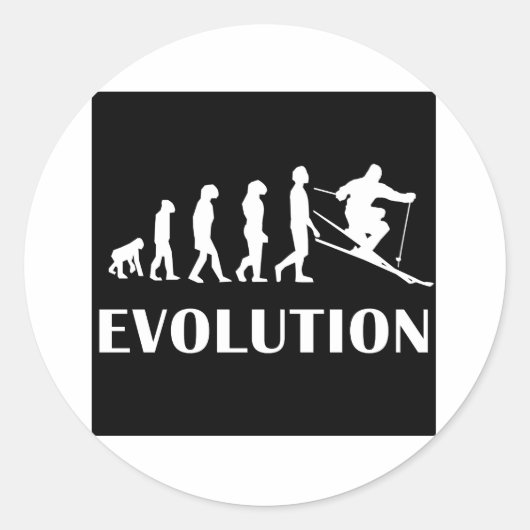 Skiing Evolution Ronde Sticker (Voorkant)