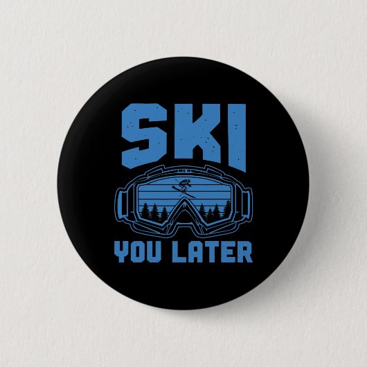 Skiing Funny Ski je later Winter Skier Ronde Button 5,7 Cm (Voorkant)