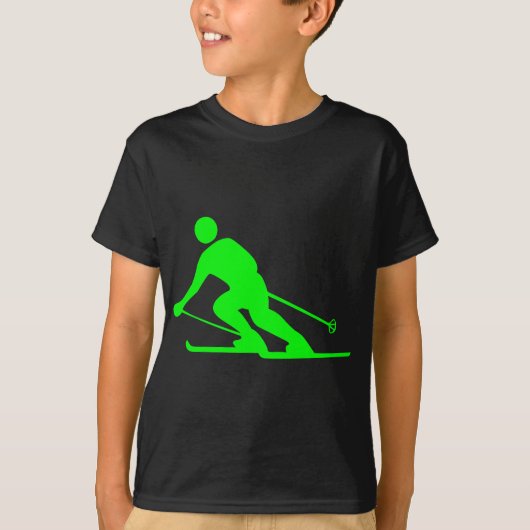 Skiing - groen t-shirt (Voorkant)