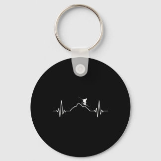 Skiing Heartbeat Ski Gift For Skiers _2  Sleutelhanger