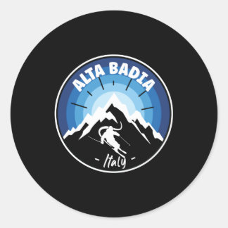 Skiing In Alta Badia Italy Blue Ronde Sticker