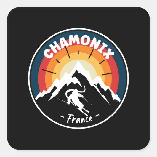 Skiing in Chamonix France Vierkante Sticker (Voorkant)