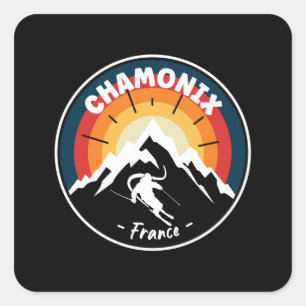 Skiing in Chamonix France  Vierkante Sticker