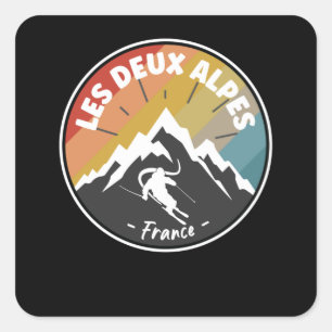 Skiing in Frankrijk Les Deux Alpes Vierkante Sticker