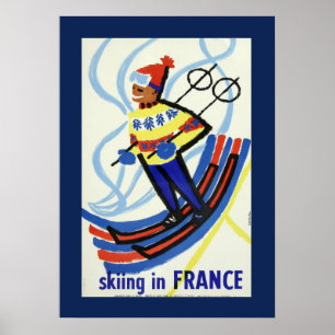  Skiing in Frankrijk Reisposter Poster
