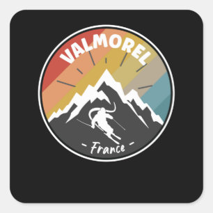 Skiing in Frankrijk Valmorel Vierkante Sticker