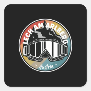 Skiing in Lech am Arlberg Oostenrijk Vierkante Sticker