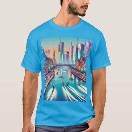 Skiing in the city t-shirt
