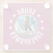 Skiing is Mijn Superpower Glazen Onderzetter (Achterkant)