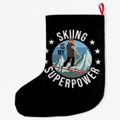Skiing is Mijn Superpower Grote Kerstsok (Achterkant)