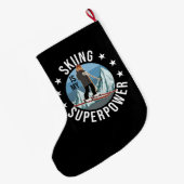 Skiing is Mijn Superpower Grote Kerstsok (Achterkant (Hangend))