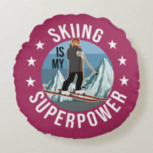 Skiing is Mijn Superpower Rond Kussen