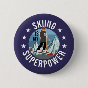 Skiing is Mijn Superpower Ronde Button 5,7 Cm