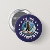Skiing is Mijn Superpower Ronde Button 5,7 Cm (Voorkant /achterkant)
