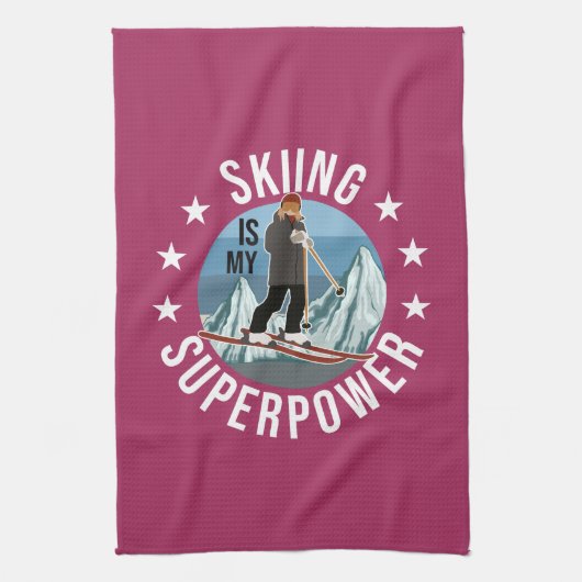 Skiing is Mijn Superpower Theedoek (Verticaal)