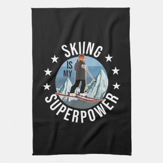 Skiing is Mijn Superpower Theedoek (Verticaal)