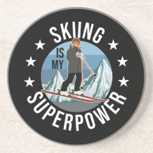 Skiing is Mijn Superpower Zandsteen Onderzetter