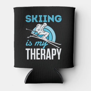 Skiing is mijn therapie grappige skiester Ski Blikjeskoeler