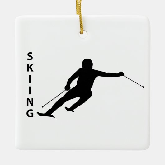 Skiing Keramisch Ornament (Voorkant)
